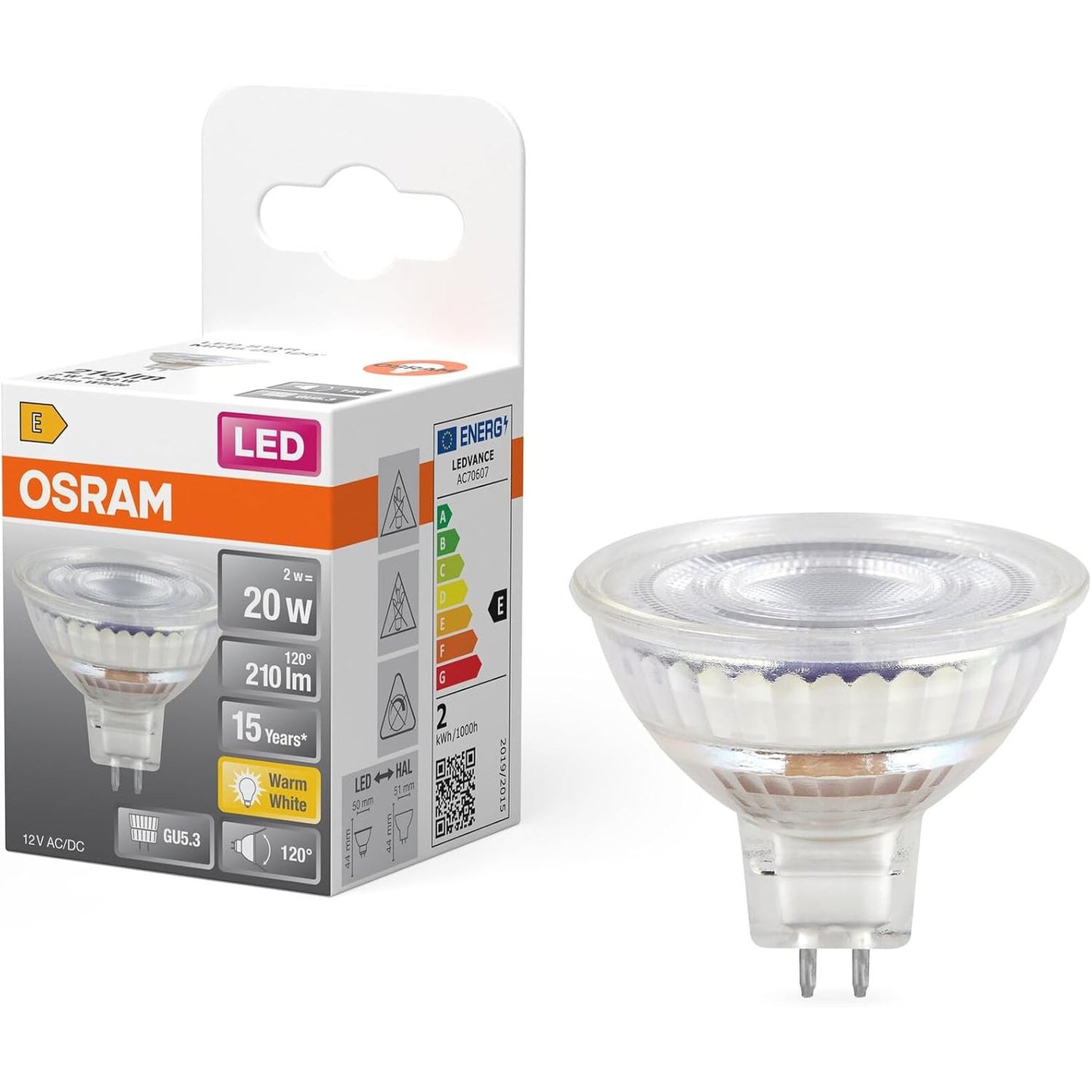 230024 - OSRAM Llambë me Spot LED Star MR16 2W 827, 2700K, GU5.3, 120°, 210 lm, tension i ulët, dizajn prej xhami