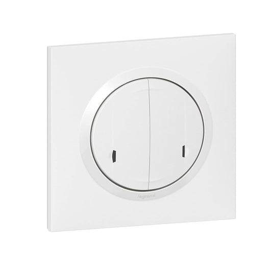 164356 - LEGRAND Dooxie Ndërprerës 2x250W, Kompatibël me të gjitha sistemet e karikimit, LED 5W-125W - Komplet Dooxie me Netatmo (Montim, Mbështetëse, Mbulesë dhe Pllakë) - Ngjyra e Bardhë
