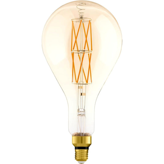 195575 - EGLO Llambë LED E27 me Errësim, Design Retro në Formë Pike, Ngjyrë Qelibar Vintage, Madhësia Ø 16cm, 8 Vat (Ekuivalent me 60 Vat), 806 Lumen, Ngjyrë e Bardhë e Ngrohtë, 2100K, Modeli PS160