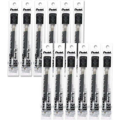 269243 - PENTEL LR10-A Pako me 12 Mbushje Boje Xheli, Majë Metalike 1 mm, E Zezë