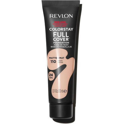 301201 - REVOLON - Fondatinë ColorStay Full Cover - Bazë Grimi SPF10 - 30 ml - Mbulim të Plotë dhe një Përfundim Mat Profesional - Nuanca 110 Ngjyrë Fildishi