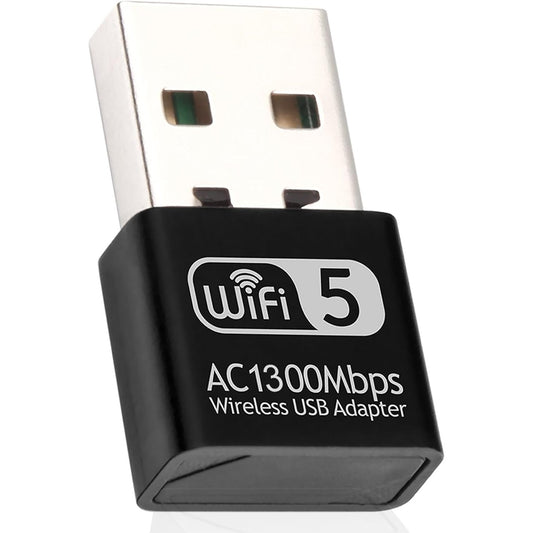189843 - STIP USB WiFi 1300 Mbps për PC Desktop, Antenë WLAN Dy Banda 2.4 GHz/5.8 GHz, Përshtatës Rrjeti pa Tel për PC/Desktop/Laptop, i Pajtueshëm me Windows 11/10/8/7/Vista/XP, Mac OS 10.9-10.15