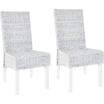 244441 - vidaXL Karrige Ngrënieje 2 Copë – Kubu Rattan & Dru Mahagoni, Ngjyrë Kafe e Çelët