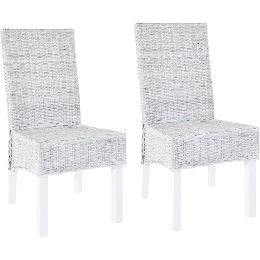244441 - vidaXL Karrige Ngrënieje 2 Copë – Kubu Rattan & Dru Mahagoni, Ngjyrë Kafe e Çelët