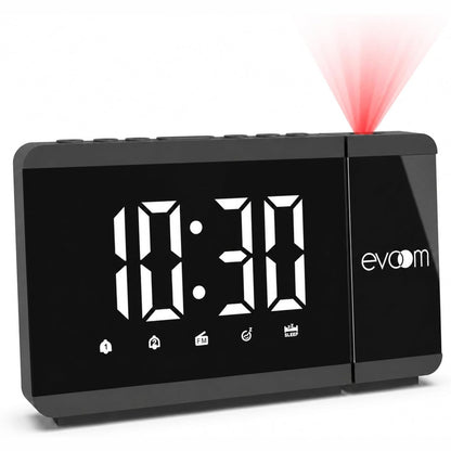 261894 - EVOOM - Slim UP EV304571 - Orë me alarm projektori, 1 portë USB, e zezë