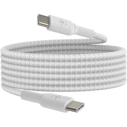 268908 - Kabllo BELKIN BOOSTCHARGE 2m USB-C në USB-C, për iPhone 16, 15, Samsung Galaxy S24, S23, Note10, Pixel 9, Pixel 8, iPad Pro, Nintendo Switch, e bardhë