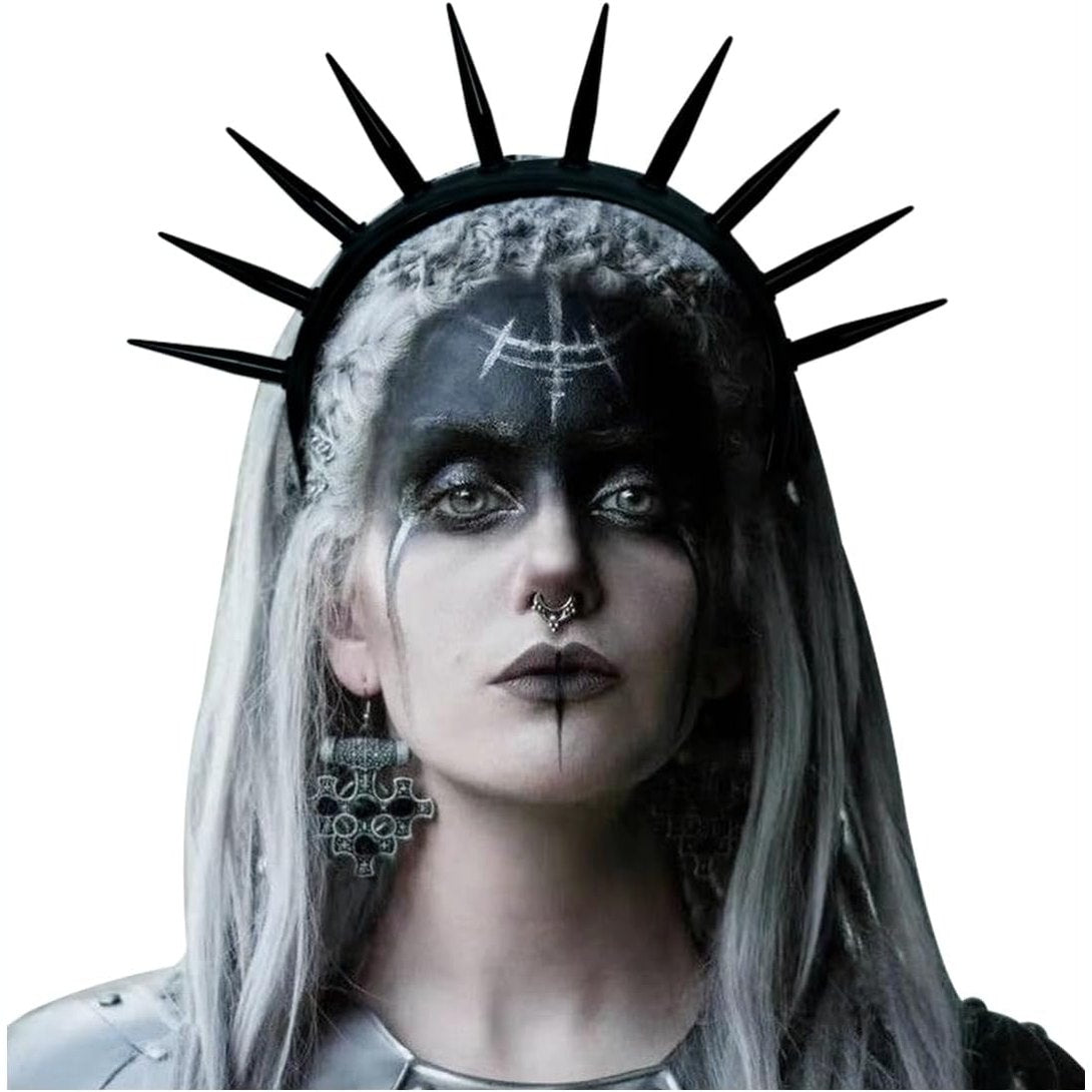 275406 - Shirit flokësh gotik keland me thumba, mbulesë koke gotike me kurorë Halo, aksesor për cosplay për Halloween për femra, i zi