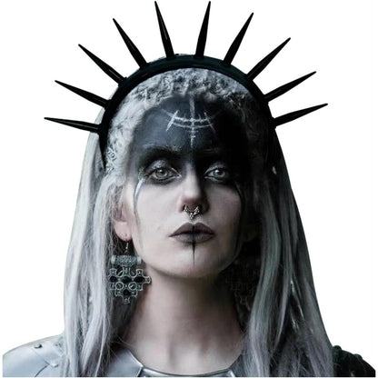275406 - Shirit flokësh gotik keland me thumba, mbulesë koke gotike me kurorë Halo, aksesor për cosplay për Halloween për femra, i zi