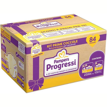 292945 - Pampers - Progressi Ditët e Para, 84 pelena, Dy pako Madhësia 1 (2-5 kg) dhe Një pako Madhësia 2 (3-6 kg)