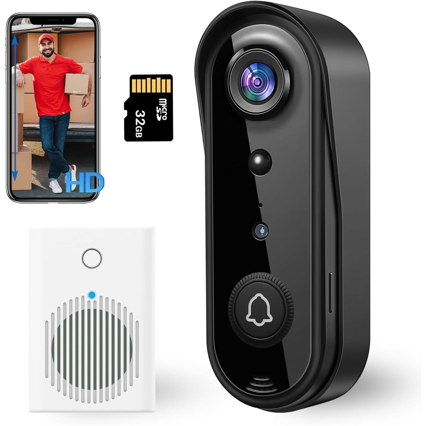 159614 - ZILE DERE 2K Pa Tel, me Pamje të Plotë dhe Zbulim Inteligjencë Artificiale, Rezistente ndaj Motit IP65, Shikim Natën, Alarme Lëvizjeje PIR, Integruar, Kartë SD 32GB dhe Hapësirë Ruajtjeje