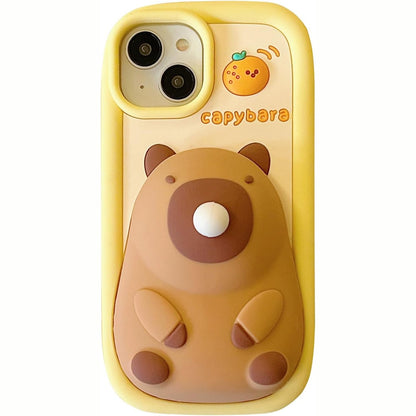 310568 - QoKcoahn Mbrojtëse për iPhone 13, Mbrojtëse 3D Kawaii me Capybara, Mbrojtëse me varëse çelësash, Mbrojtëse e butë me xhel silikoni