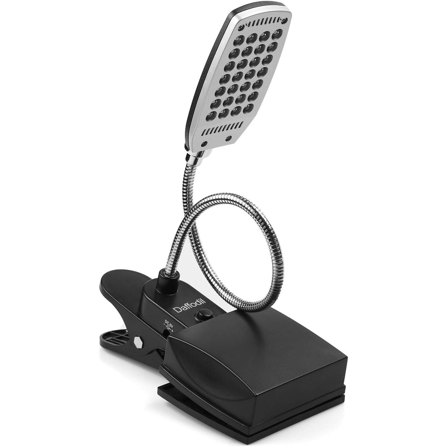 273759 - DAFFODIL ULT300 Llambë LED e Zezë me Kapëse dhe Bateri dhe Furnizim me Energji USB, 28 Llamba, 3 Mënyra Ndriçimi, për Zyrë, Shtrat, Punë, Lexim, Tastierë, Tavolinë, Libër, Ekran Kompjuteri