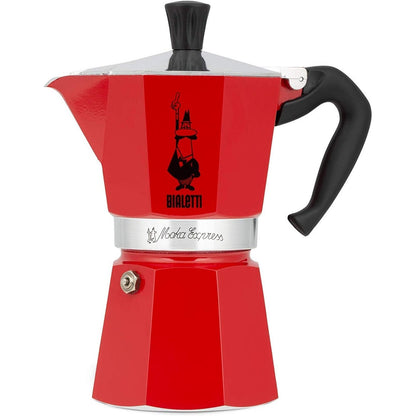 214355 - BIALETTI Makinë ekspreso Moka, 3 gota (130 ml), alumini, e kuqe