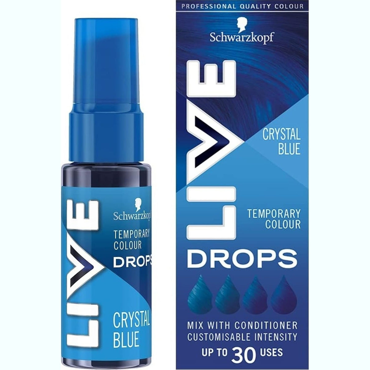 297408 - SCHWARZKOPF LIVE Color Drops Ngjyrë gjysmë-permanente blu 30ml, 2 deri në 12 larje
