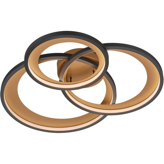 170039 - TRIO LIGHTING Llambë Tavani LED GRANADA 673810332, Metalike e Zezë Mat/Ngjyrë Ari, Përfshirë LED 36 Vat, me Rregullues Drite