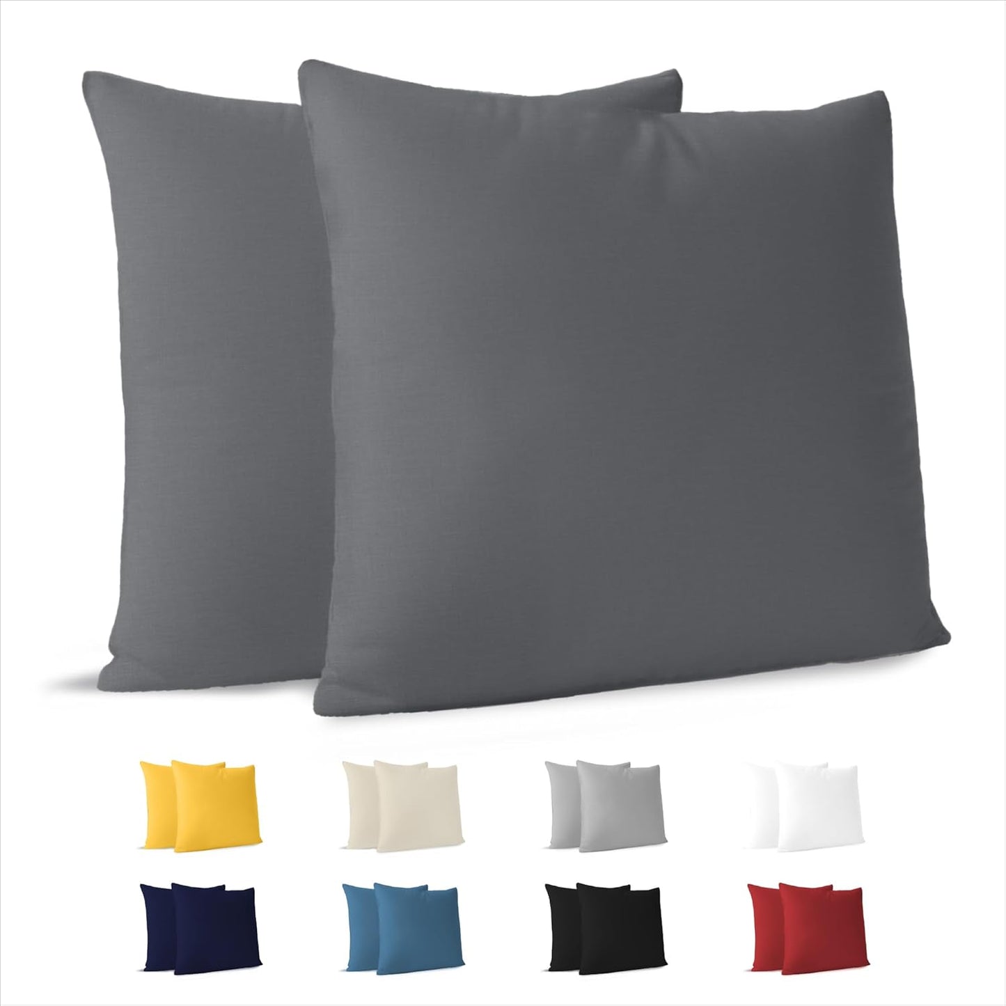 264039 - Dreamzie Mbulesë jastëku 30x30 (Set prej 2 copësh) - 100% Pambuk Xhersi 150 g/m² - Antracit - Për jastëkë 30x30 cm - Rezistent dhe Hipoalergjik