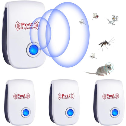 289048 - Largues dëmtuesish me ultratinguj, pako me 4 mjete kundër minjve, largues insektesh me ultratinguj dhe elektronikë, largues insektesh për minj, minj, mushkonja, buburreca, merimanga dhe miza