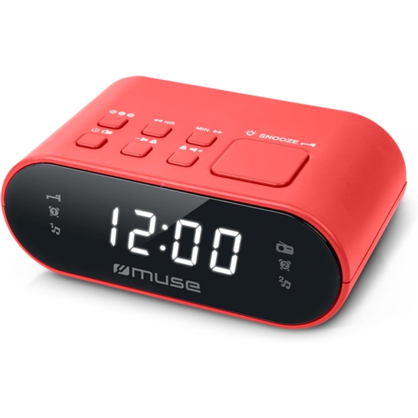 214812 - MUSE Orë alarmi me radio me ekran LED, dy orare alarmi, akordues dixhital FM, 20 stacione të paracaktuara