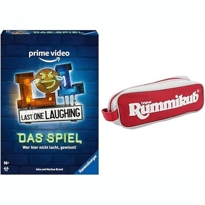 141549 - Ravensburger 27524 – “Last One Laughing” – loja e festës për shfaqjen, LOL Game & Jumbo Games Original Rummikub me çantë udhëtimi – loja klasike me çantë të vogël.