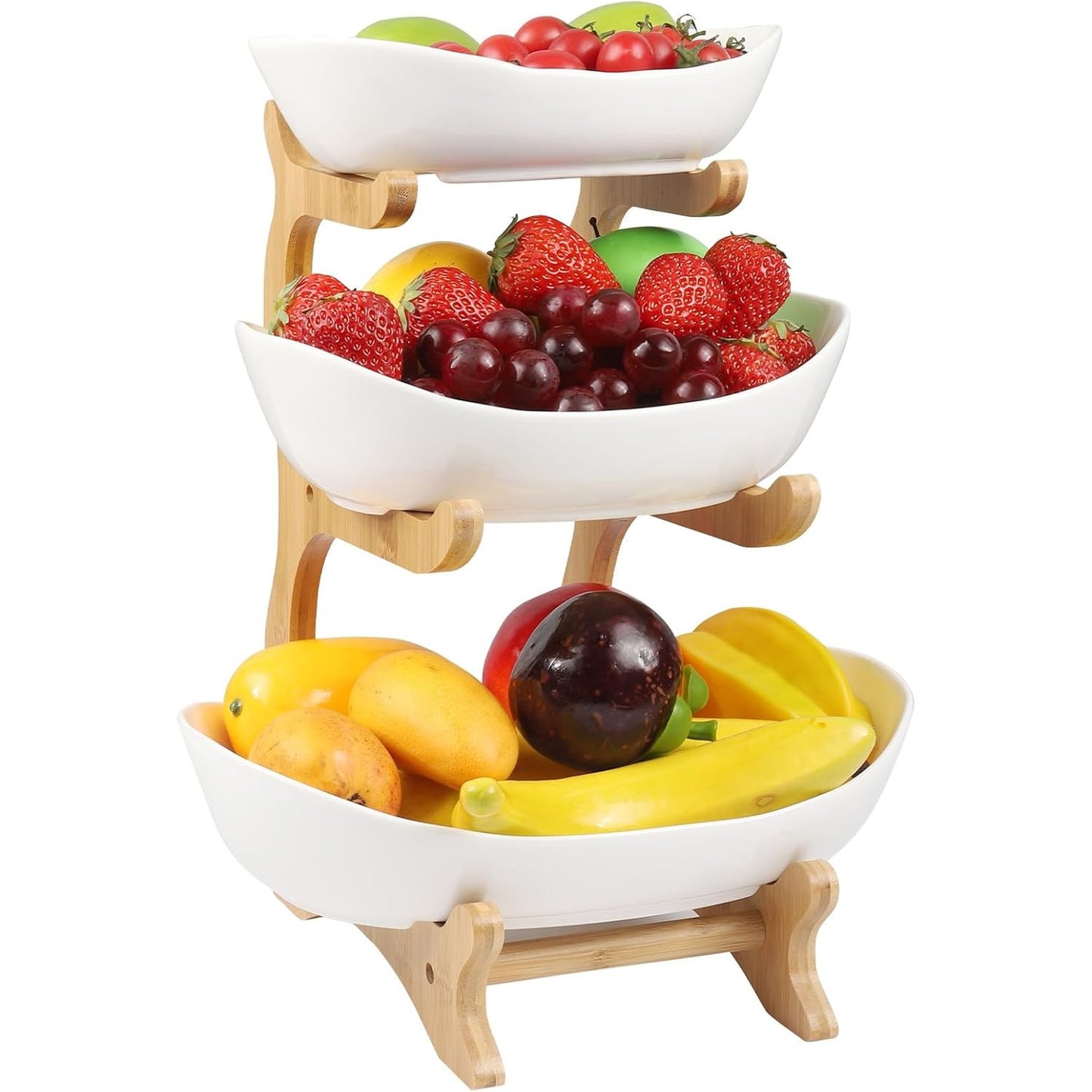 213931 - Standë për torta frutash, kosh frutash qeramik me shumë nivele, tas frutash me 3 nivele