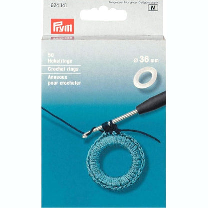 202892 - PRYM - Unaza të Sheshta për Thurje prej Plastike, 36 mm - Seti prej 50 Unazash me Grep