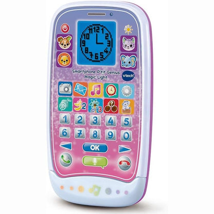 294257 - VTECH Smartphone P'tit Genius Magic Rozë i Çelët, telefon lodër me ekran me ndriçim, 10 aktivitete, për fëmijë 2-6 vjeç