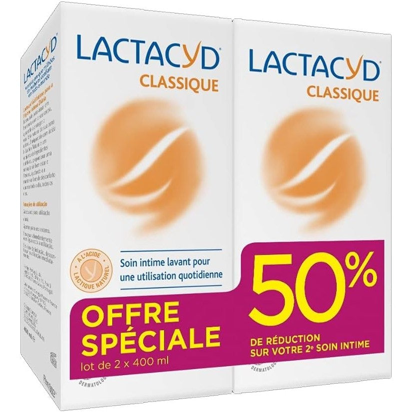 297162 - LAKTACYD Classic Intimate Wash, pako me 2 x 400 ml, respekton ekuilibrin natyror të zonës intime