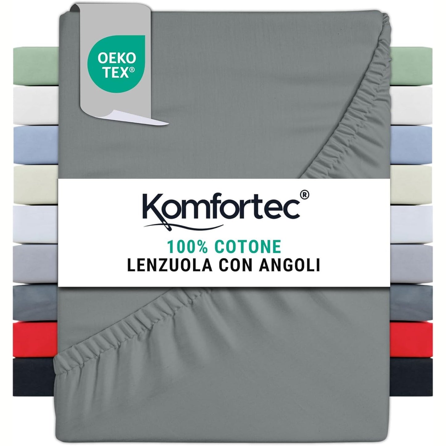 224644 - KOMFORTEC ÇARÇAF ME MBUSHJE 100% PAMBUK – 90x200 cm – 135g/m² – I BUTË, I AJROSUR DHE MIQËSOR ME LËKURËN – ME ELASTIK PËRRETH – I ÇERTIFIKUAR Oeko-Tex – PËR SUSTË, MBULIM DHE DYSHEKË – GRI