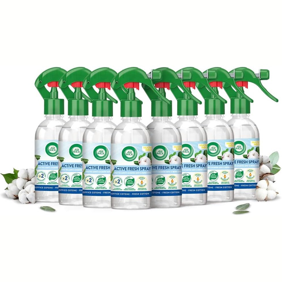 289720 - AIRWICK Aromatizues ajri, Pako me 8 sprej 250ml, Sprej Active Fresh me aromë pambuku