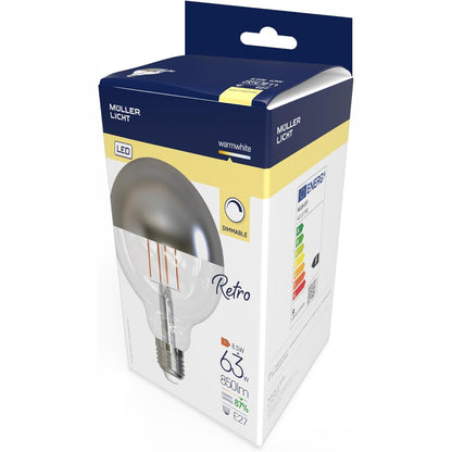 216254 - MÜLLER-LICHT Retro LED Globe Filament E27 Pasqyrë, 8.5W Zëvendëson 63W, 850lm, Dritë Nostalgjike 2700K