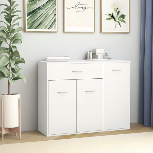 265481 - vidaXL Sideboard i Bardhë me 3 Dyer dhe 1 Sirtar për Kuzhinë dhe Sallon