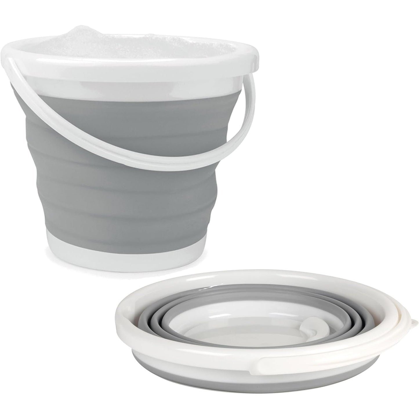 242188 - BELDRAY Kovë e palosshme 10L për pastrim, gri e bardhë