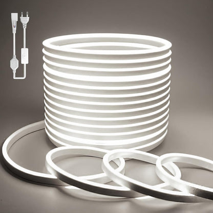 234996 - BAGZY Shirit LED Neoni 20M për Jashtë, 230V, 120 LED/M, i papërshkueshëm nga uji, me Furnizim me Energji dhe Kontrollues (i Bardhë)