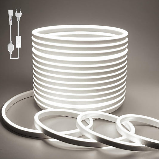 234996 - BAGZY Shirit LED Neoni 20M për Jashtë, 230V, 120 LED/M, i papërshkueshëm nga uji, me Furnizim me Energji dhe Kontrollues (i Bardhë)