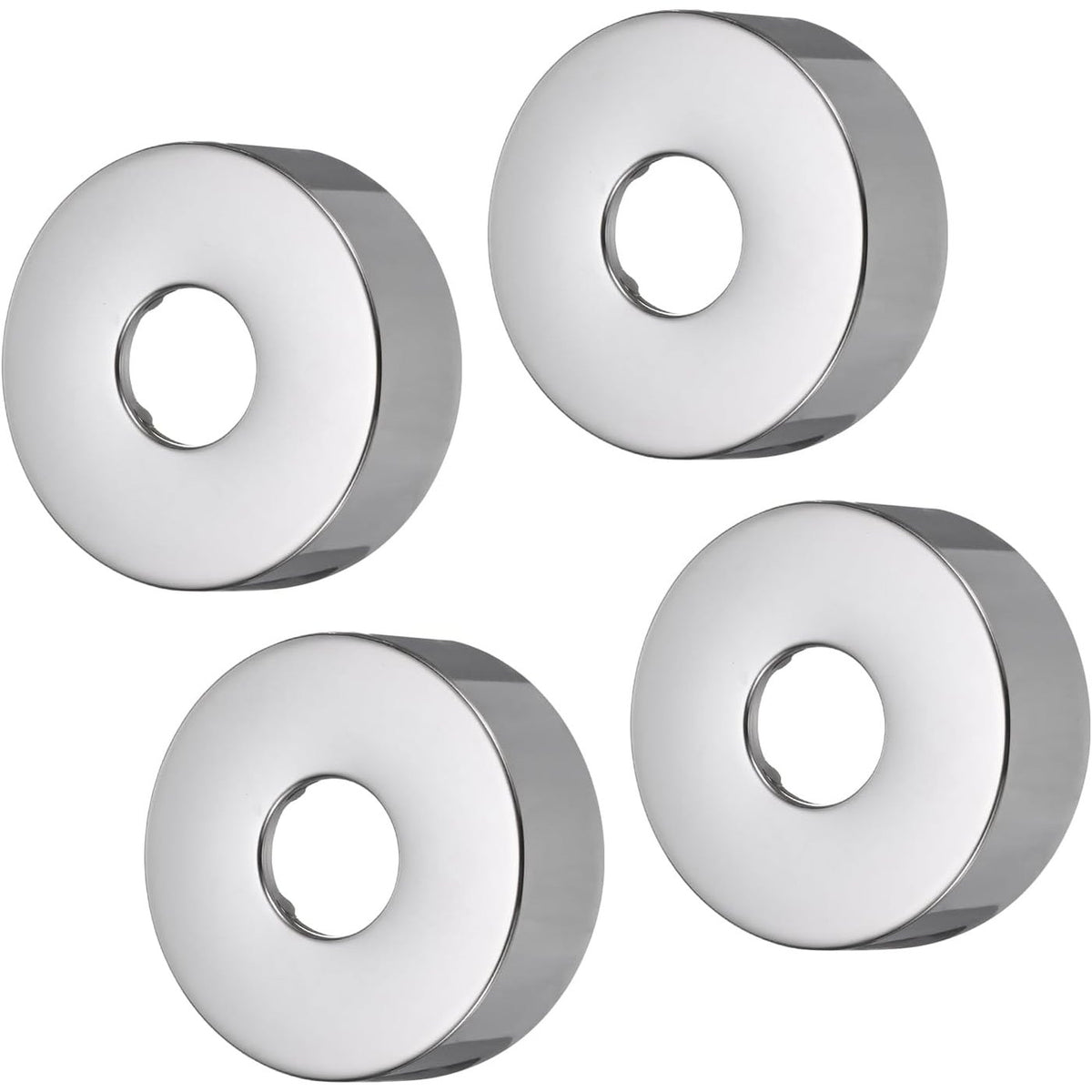 335303 - Flanxhë krahu dushi, 4 copë, 60mm/2.4" OD, Pllakë mbuluese hidraulike çeliku inox, për tub uji 21mm/0.8", ngjyrë argjendi