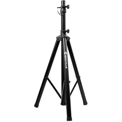 141750 - Rockville RVES05 mbajtëse trekëmbëshe për altoparlant DJ/PA, lartësi deri 180 cm dhe kapacitet 45 kg. Ndërtim çeliku me montim 35 mm, ideale për DJ dhe performanca live.