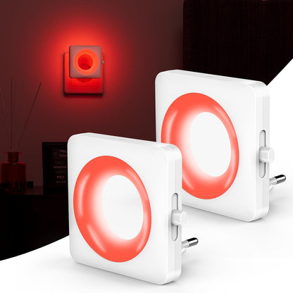 216317 - Dritë nate e kuqe relaksuese për fëmijë, 2 dritë nate LED me sensor muzgu, konsum të ulët energjie