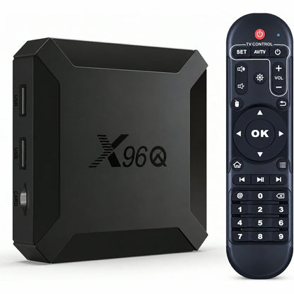 319888 - X96 Q Boîtier IPTV Android TV Box, Android 10.0, 2GB RAM/16GB ROM, Mini Smart TV Box Allwinner H313 Quad Core, WiFi, 4K HD, 100M LAN, 2.4G H.265, lexues multimedial, Smarters Pro
