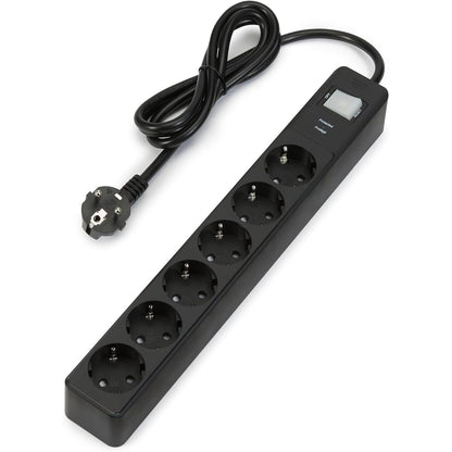 309115 - AMAZON BASICS - Shirit elektrik me 6 priza dhe mbrojtje nga mbingarkesa, kabllo 1.4 m, 600 J, e zezë