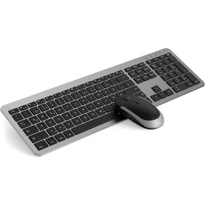 266491 - SEENDA Set tastiere dhe mausi pa tel SK38-3, ultra i hollë, rikarikueshëm, ergonomik, mbulesë pluhuri silikoni, QWERTZ gjerman, i zi/gri