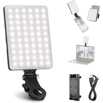 299429 - NEEWER Dritë Selfie me Kapëse Telefoni, 60 LED, 2000mAh e Rikarikueshme, 3 Modalitete Drite, Llambë Portative për Tablet/Laptop