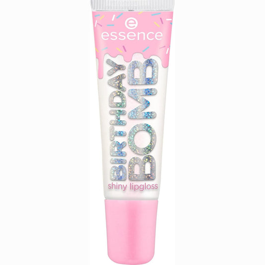 304088 - ESSENCE Shkëlqyes Buzësh Birthday Bomb Nr. 01, 10ml, transparent, natyral, vegan, pa parabene, pa mikroplastikë, pa nanopjesëza