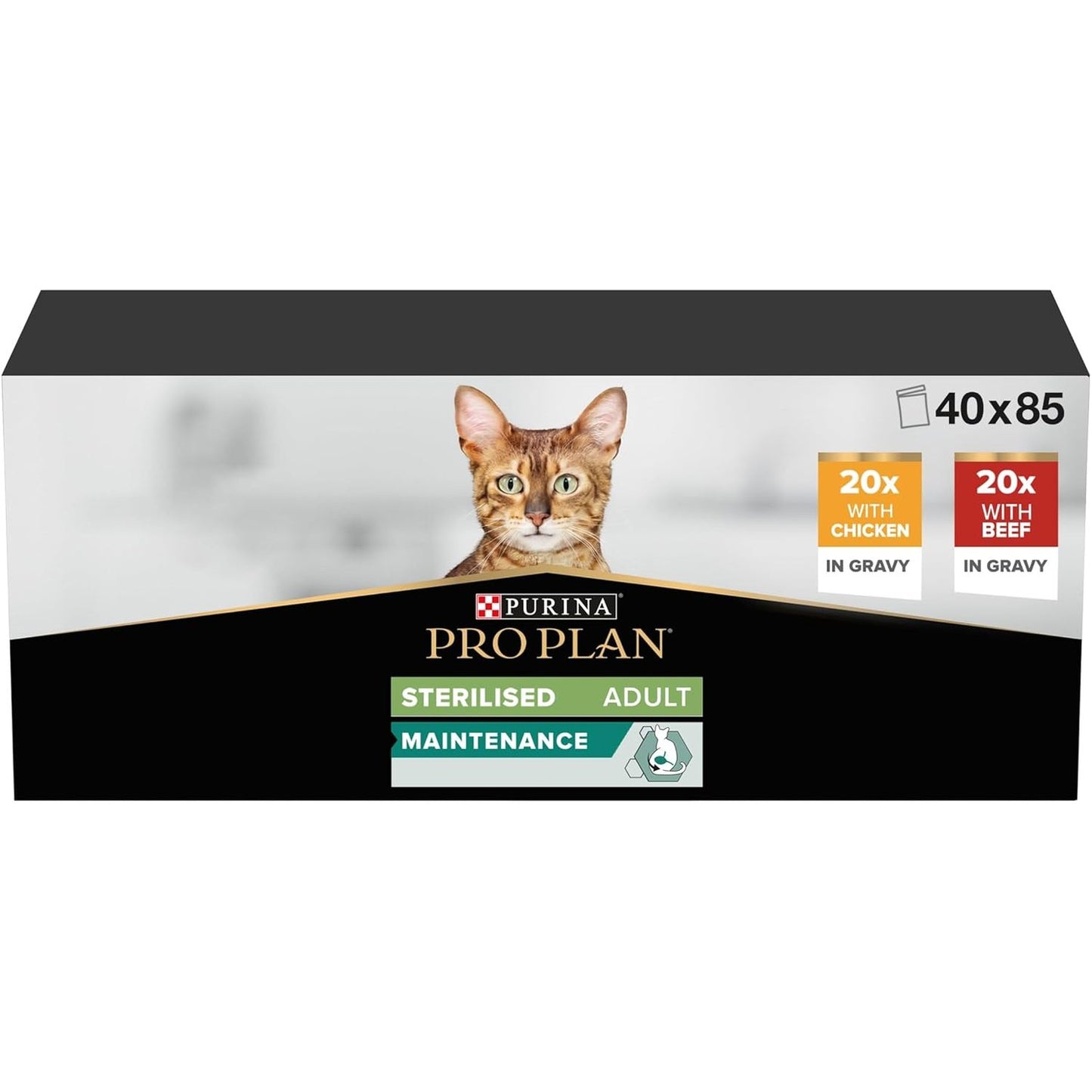 213653 - PURINA PRO PLAN MIRËMBAJTJE E STERILIZUAR PËR TË Rritur, Ushqim i plotë për mace të rritura të sterilizuara, I grirë në salcë, Qese 40 x 85g