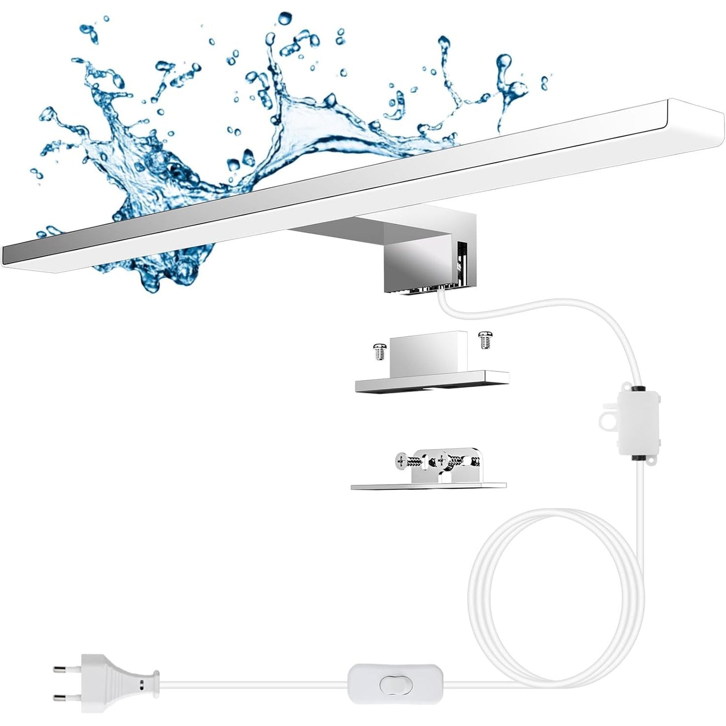 209796 - AOUROW Dritë LED për Pasqyrë Banjoje 5W, 300mm 500lm me Çelës dhe Spinë, Ngjyra e Bardhë Neutrale 4000K, Pasqyrë për Dollap Pasqyre, 230V