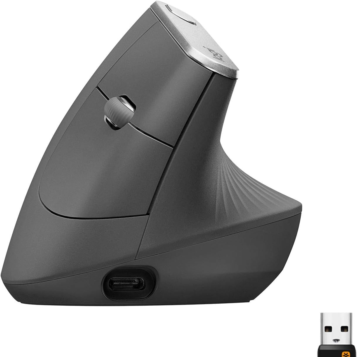 272790 - LOGITECH MX VERTIKAL Maus Ergonomik për Shumë Pajisje, Bluetooth ose 2.4GHz Wireless me USB Unifying, Ndjekje Optike 4K DPI, 4 Butona, Ngarkim i Shpejtë, PC/Mac/iPad - i Zi