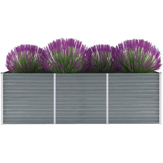 270093 - vidaXL Kuti e Ngritur për Kopsht 240x80x77 cm – Çelik i Galvanizuar Gri