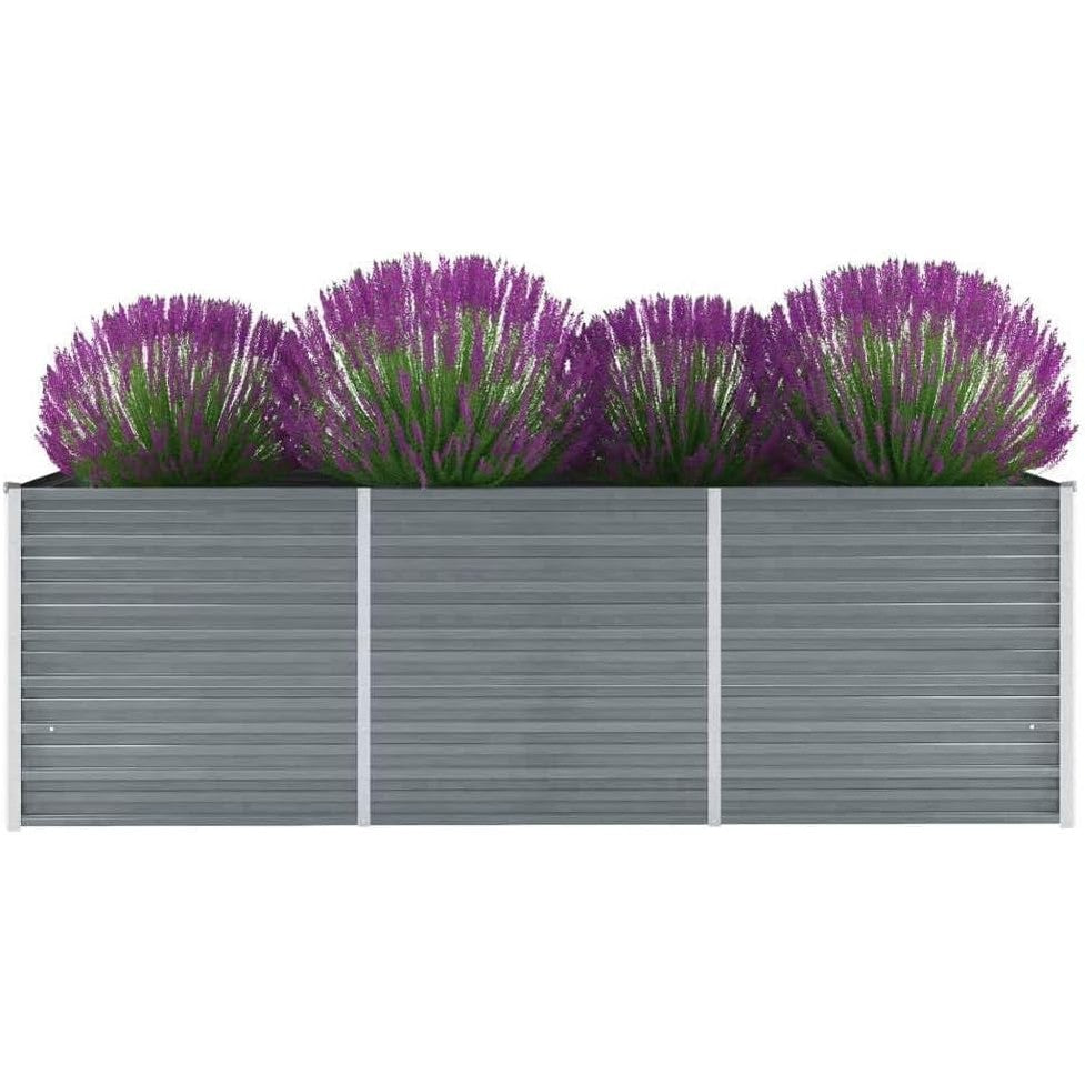 270102 - vidaXL Kuti e Ngritur për Kopsht 240x80x77 cm – Çelik i Galvanizuar Gri