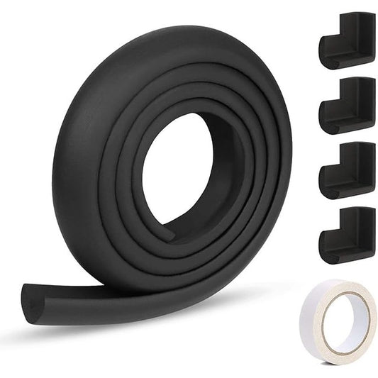 202979 - BEBE EARTH Mbrojtës skajesh në formë U 2 m për tavolina qelqi dhe mobilje. Mbron foshnjat dhe fëmijët, material shkumë i trashë, i zi dhe i rrumbullakët, për mobilje dhe oxhak.