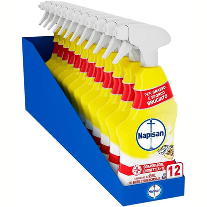 336022 - NAPISAN Limon Dezinfektues Sprej, 12 x 740 ml, për Zhbërjen e Yndyrës