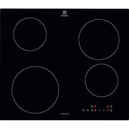 144108 - ELECTROLUX Sobë Induksioni Seria 300, Modeli EIB60424CK, me 4 Djegës të Integruar, Kontrolle SliderTouch, Madhësi 60 cm, Dimensione 590 x 520 mm, Ngjyra E zezë